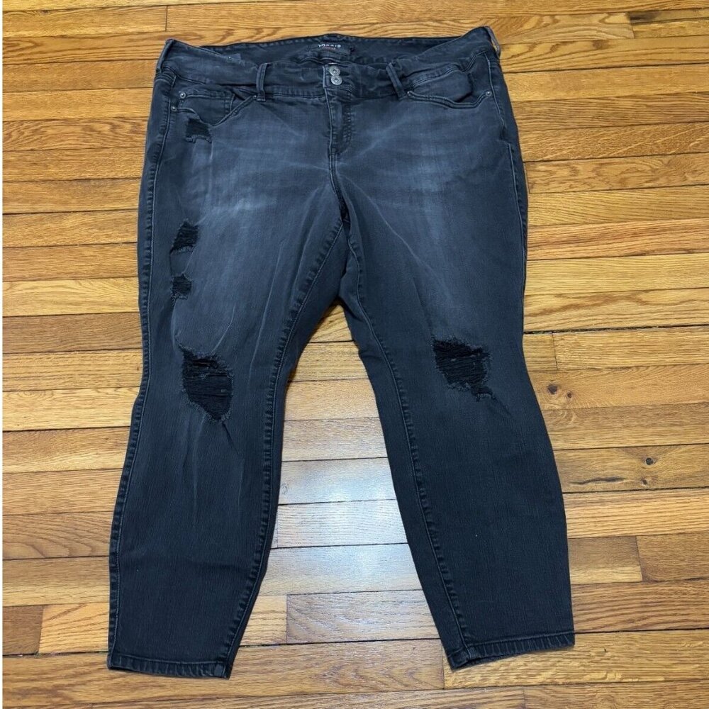 Torrid Womens Jegging Skinny Jeans Plus Size 24 Black Distressed Stretch Denim